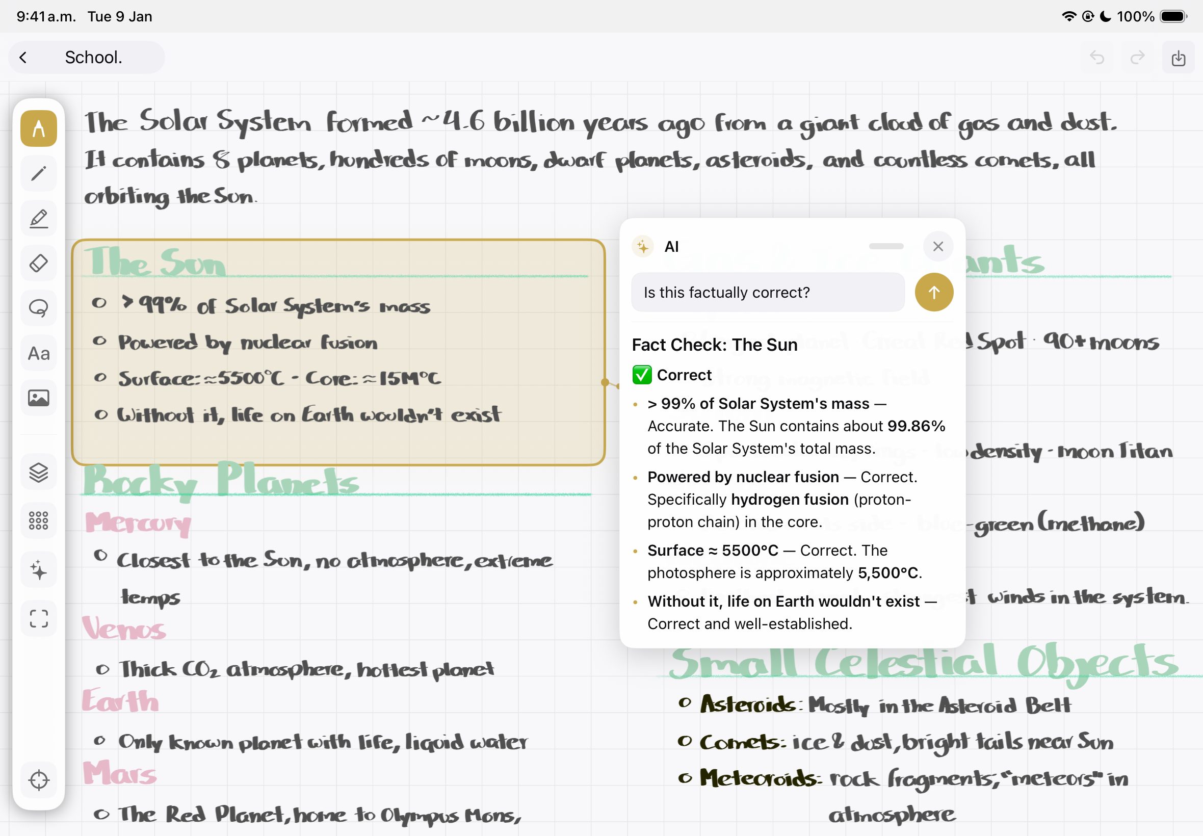 GirokIQ AI checking handwritten calculus for mistakes on the canvas